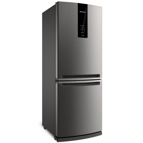 Encontraproduto.com.br - Geladeira Brastemp Frost Free Inverse 443 litros cor Inox com Turbo Ice - BRE57AK