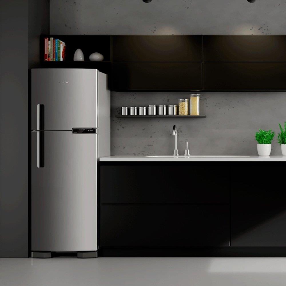 Encontraproduto.com.br - Refrigerador Brastemp Frost Free 375 Litros Duplex com Compartimento Extrafrio Inox BRM44HK - 127 Volts