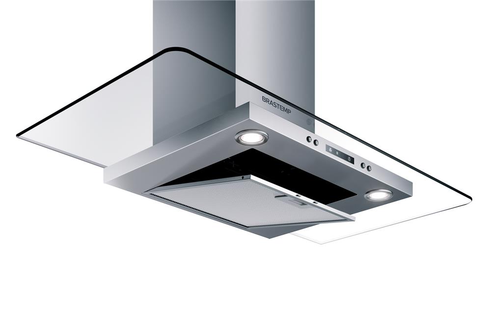 Encontraproduto.com.br - Coifa Vidro Plano Parede Brastemp 90 cm - BAP90AR