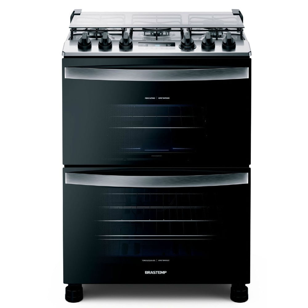 Fogão Brastemp 5 Bocas Duplo Forno Branco Com Turbo Chama E Touch Timer Com Autodesligamento - Outlet - BFD5GCB_OUT
