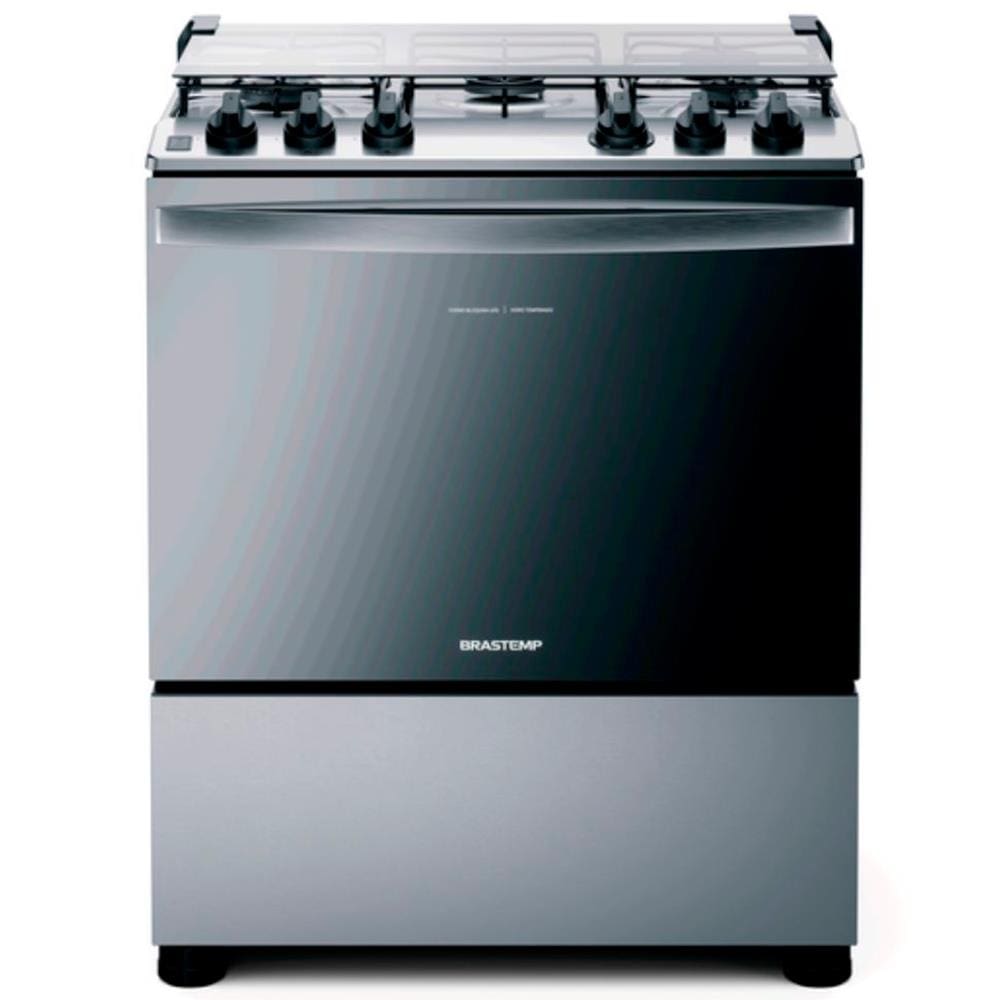 Encontraproduto.com.br - Fogão Brastemp 5 Bocas Cor Inox Com Botões Removíveis E Exclusivo Aro Protetor  - Outlet - BFS5NCR_OUT