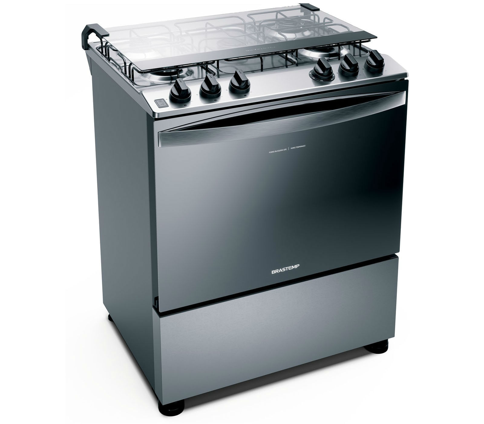 Encontraproduto.com.br - Fogão Brastemp 5 Bocas Cor Inox Com Botões Removíveis E Exclusivo Aro Protetor  - Outlet - BFS5NCR_OUT
