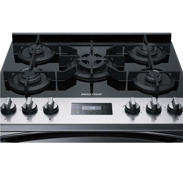 Fogão de Piso Brastemp, 5 Bocas, Forno Duplo, Inox - BFD5VCR