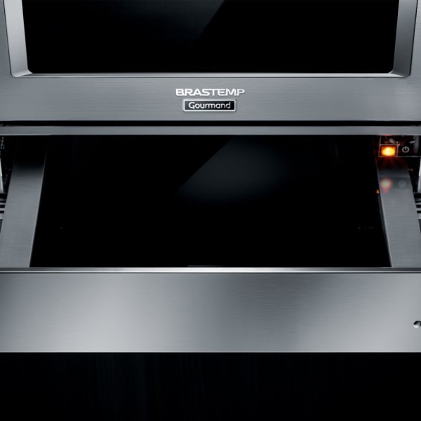 Encontraproduto.com.br - Gaveta Aquecida de embutir Brastemp Gourmand inox com capacidade de até 25kg - BOE15AR