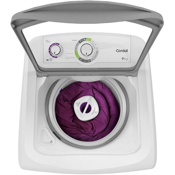 Encontraproduto.com.br - Lavadora de Roupas Consul 9Kg Dosagem Extra Econômica e Ciclo Edredom Branca CWB09AB – 127 Volts