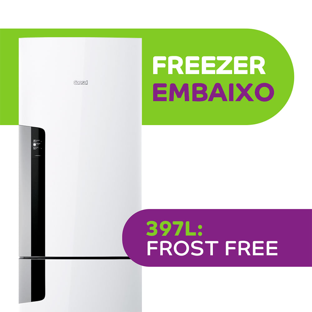 Geladeira Consul Frost Free Duplex 397 Litros Com Freezer Embaixo Branca - CRE44AB