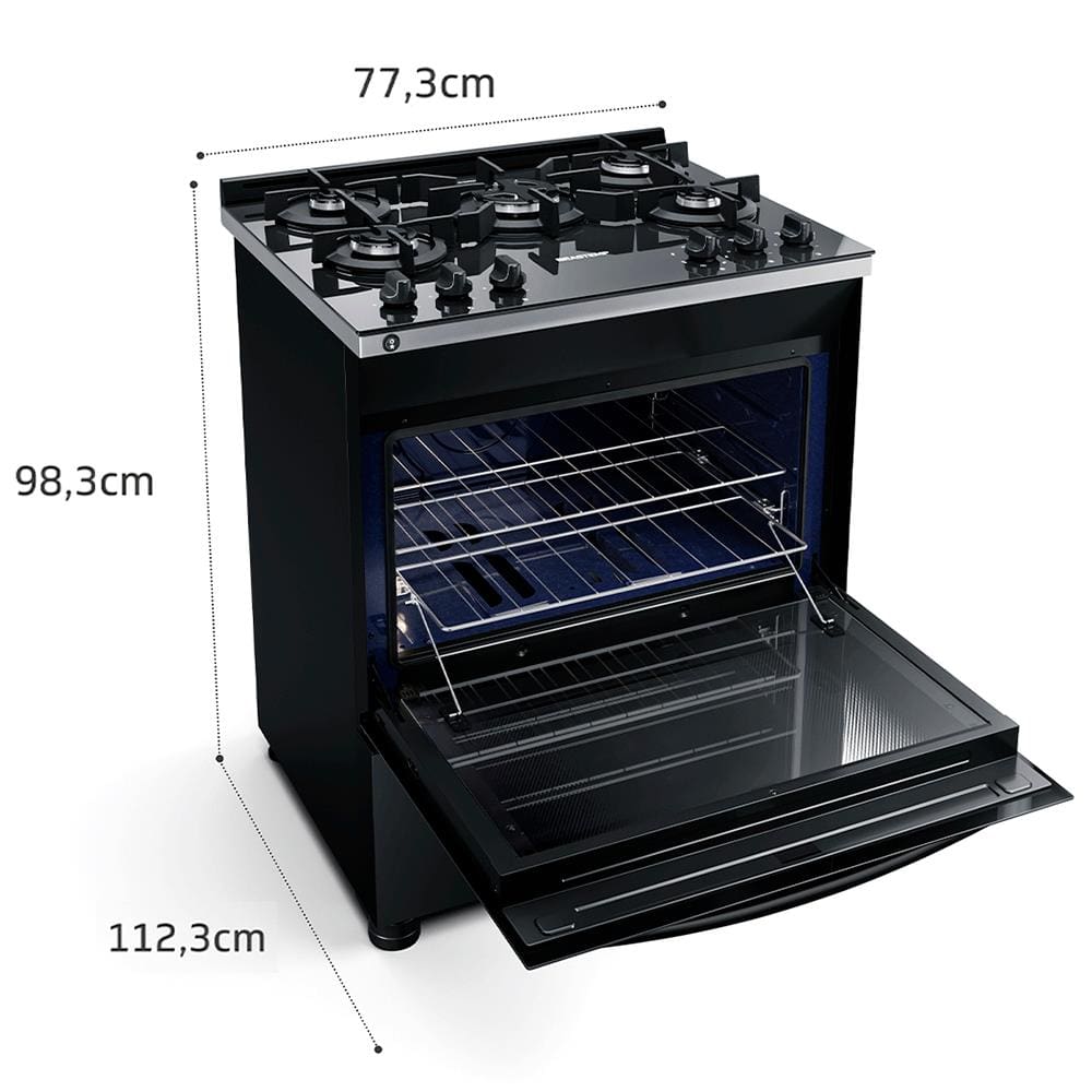 Encontraproduto.com.br - Fogão 5 Bocas Brastemp BFS5VCE Preto Bivolt