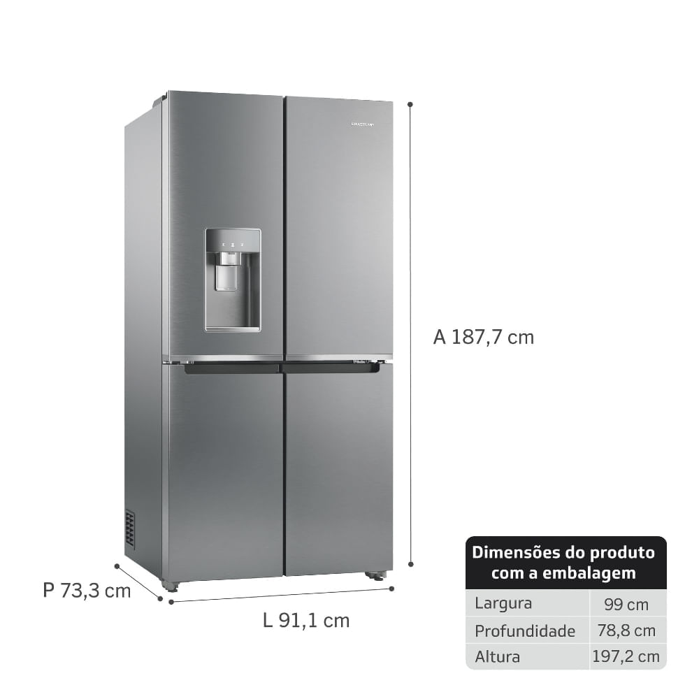 Encontraproduto.com.br - Geladeira Brastemp Inverse 4 Frost Free 543 litros cor Inox com Convertible Space   - BRO90AK