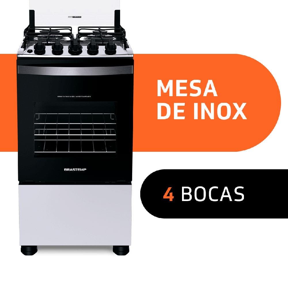 Encontraproduto.com.br - Fogão de Piso  Brastemp 4 Bocas Branco BFO4NBB - Bivolt