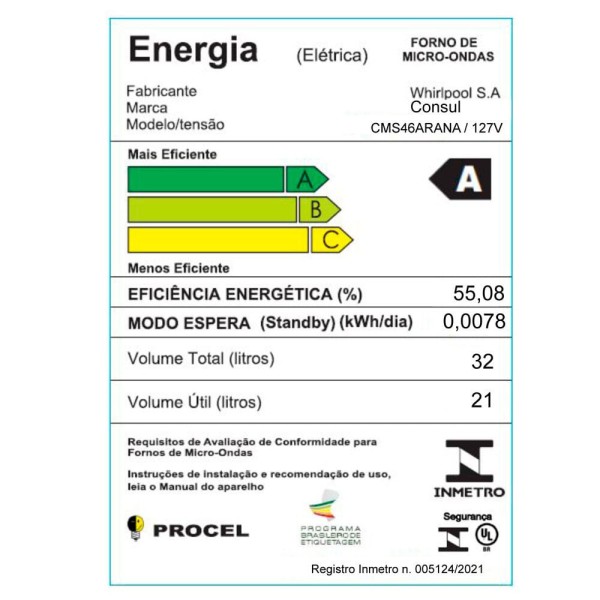 Encontraproduto.com.br - Micro-ondas Consul CMS46AR Menu Fácil 32 Litros Cinza Espelhado 220V