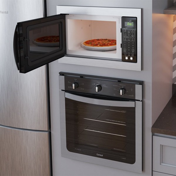 Encontraproduto.com.br - Microondas Consul de Embutir 32 Litros Preto com Design Moderno e Menu Fácil - CM146AE - 220V