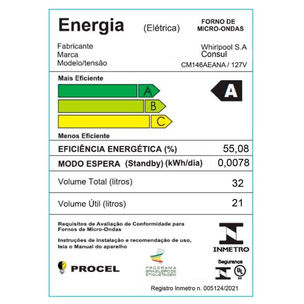 Encontraproduto.com.br - Microondas Consul de Embutir 32 Litros Preto com Design Moderno e Menu Fácil - CM146AE - 220V