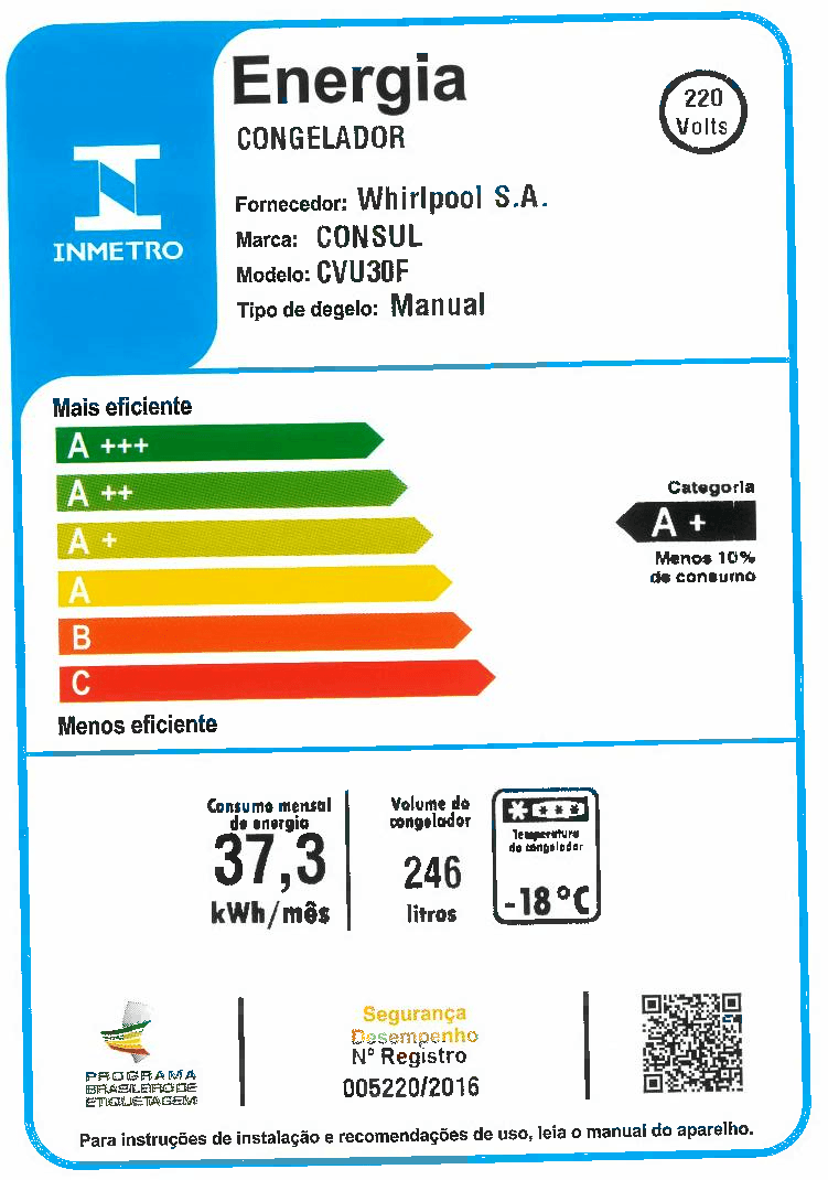 Encontraproduto.com.br - Freezer Vertical Consul 1 Porta 246L - CVU30FB