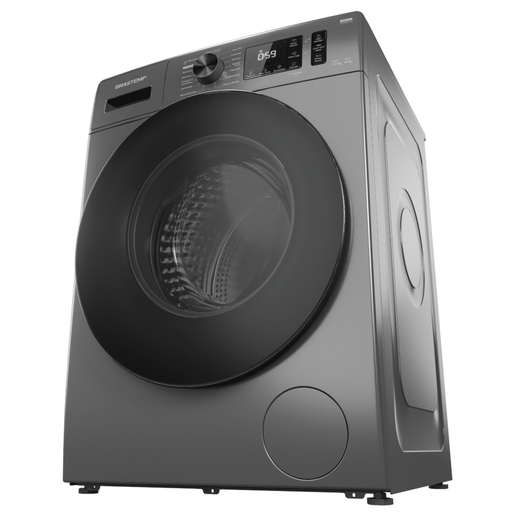 Encontraproduto.com.br - Lava e Seca Brastemp 10kg/6kg titanium com Smart Sensor, Lavar com Vapor e Função Secagem - BNO10AS