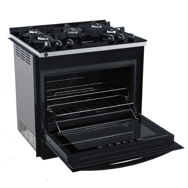 Encontraproduto.com.br - Fogão Brastemp 5 Bocas de Embutir Preto com Mesa De Vidro e Turbo Chama - BYS5VCE