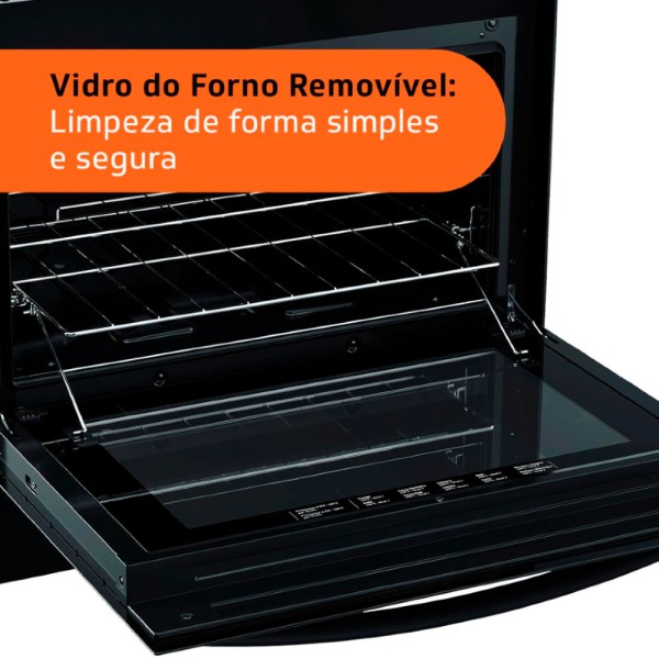 Encontraproduto.com.br - Fogão Brastemp 5 Bocas de Embutir Preto com Mesa De Vidro e Turbo Chama - BYS5VCE