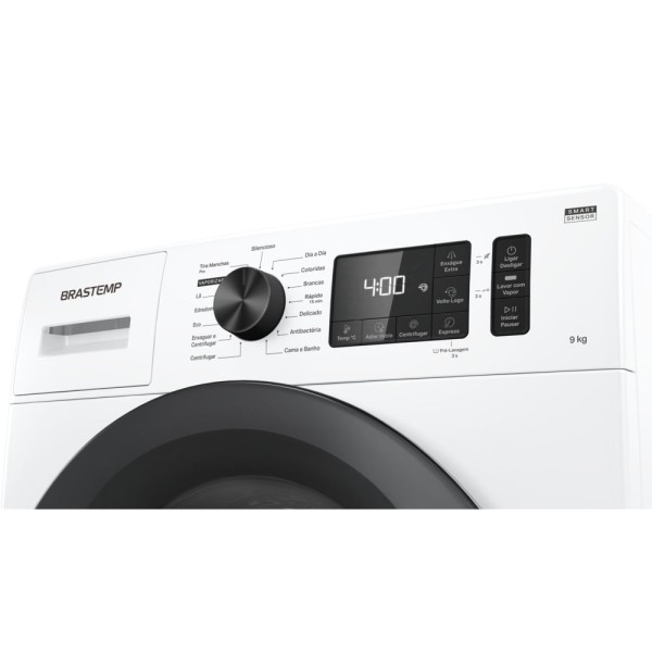 Encontraproduto.com.br - Lavadora Brastemp 9kg branca com Smart Sensor, Tira Manchas Pro e Motor Inverter - BNF09AB