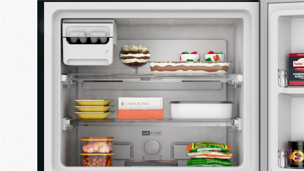 Encontraproduto.com.br - Geladeira Duplex Frost Free 461 litros A+++ cor Black Inox com tecnologia Turbo Control e Fresh Box - BRM56FE