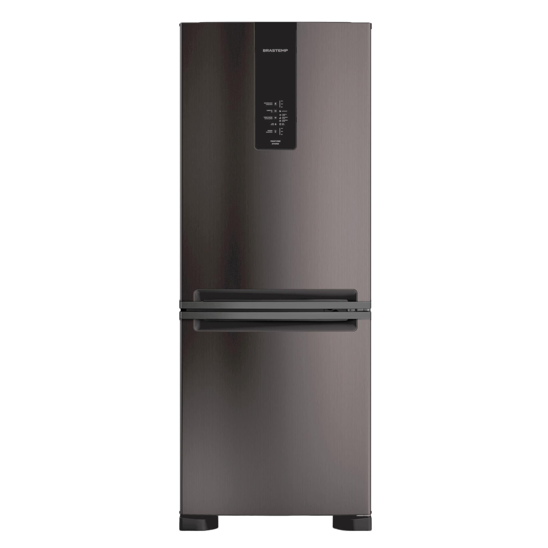 Encontraproduto.com.br - Geladeira Brastemp Eclipse Collection Frost Free Inverse A+++ 447 litros cor Black Inox com Smart Flow e Fresh Box - BRE57FE