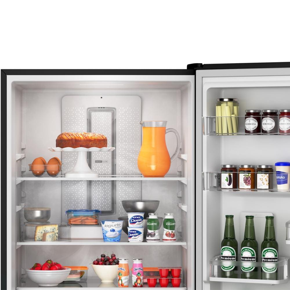 Encontraproduto.com.br - Geladeira Brastemp Eclipse Collection Frost Free Inverse A+++ 447 litros cor Black Inox com Smart Flow e Fresh Box - BRE57FE