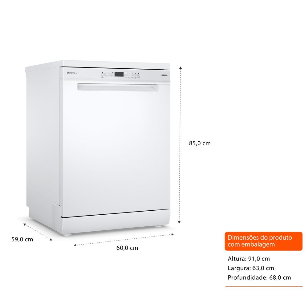 Encontraproduto.com.br - Compre Lava-Louças Brastemp 14 Serviços Branca BLF60AB e Ganhe Detergente em Pó Finish 700g