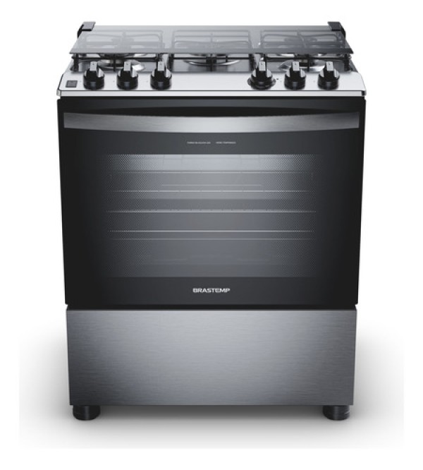 Encontraproduto.com.br - Fogão Brastemp 5 Bocas Cor Inox Com Turbo Chama BFS5GDR 220V
