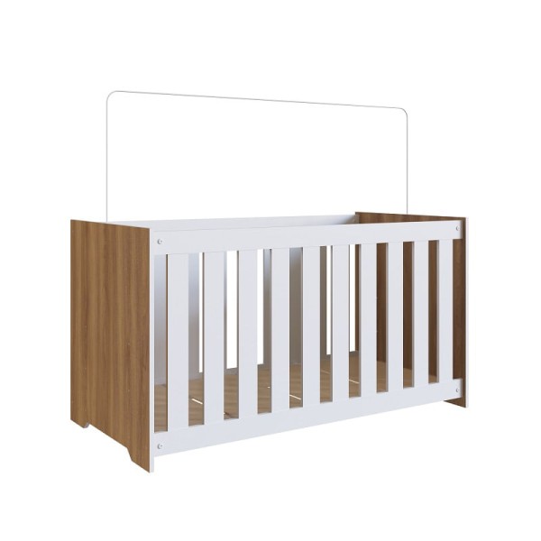 Encontraproduto.com.br - Conjunto Kit Berço Regulagem Cômoda 2 gavetas Infantil Bebê Nogal Aconchego Completa