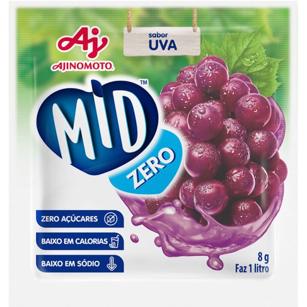 Refresco em Pó Mid Zero Uva 8g