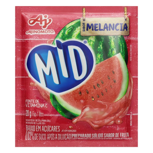Encontraproduto.com.br - Refresco Em Pó Sabor Melancia Mid Embalagem 20G