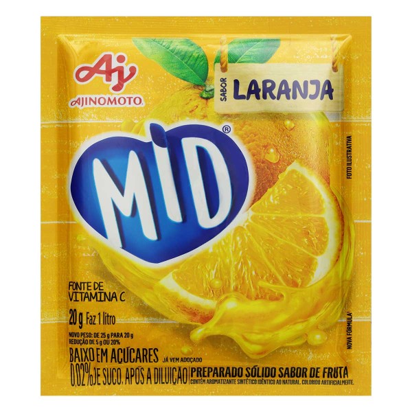 Encontraproduto.com.br - Refresco em Pó Mid Laranja Envelope com 20g