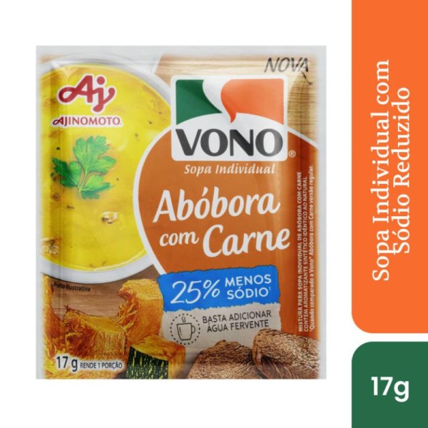 Sopa Cremosa Vono® Sabor Abóbora Com Carne Menos Sódio 17g