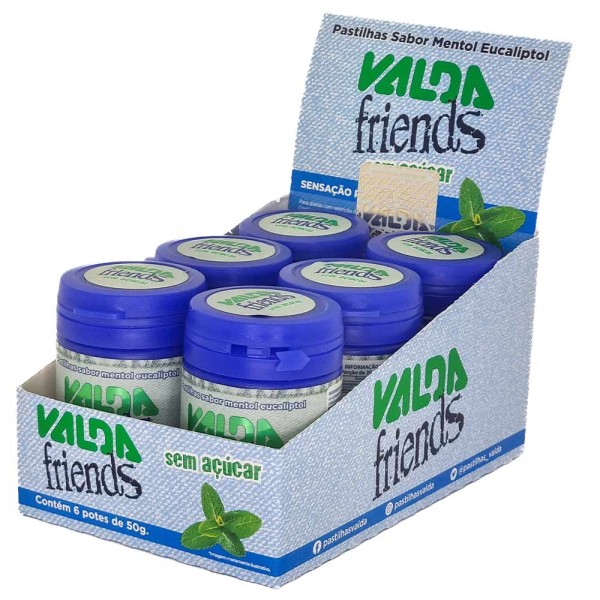 Encontraproduto.com.br - Pastilha Friends Pote Eucalipto 50g c/6 - Valda