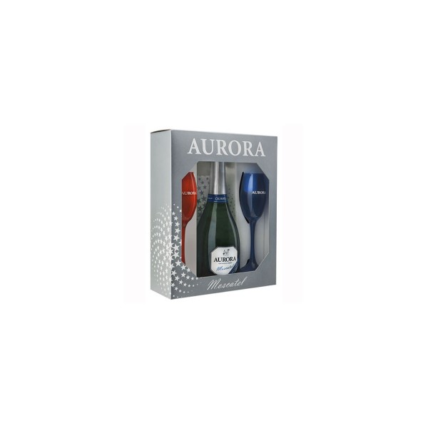 Encontraproduto.com.br - Kit Espumante Moscatel Aurora 750ml + 2 Taças