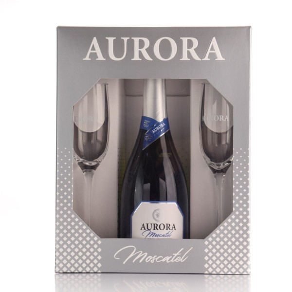 Encontraproduto.com.br - Kit Espumante Moscatel Aurora 750ml + 2 Taças