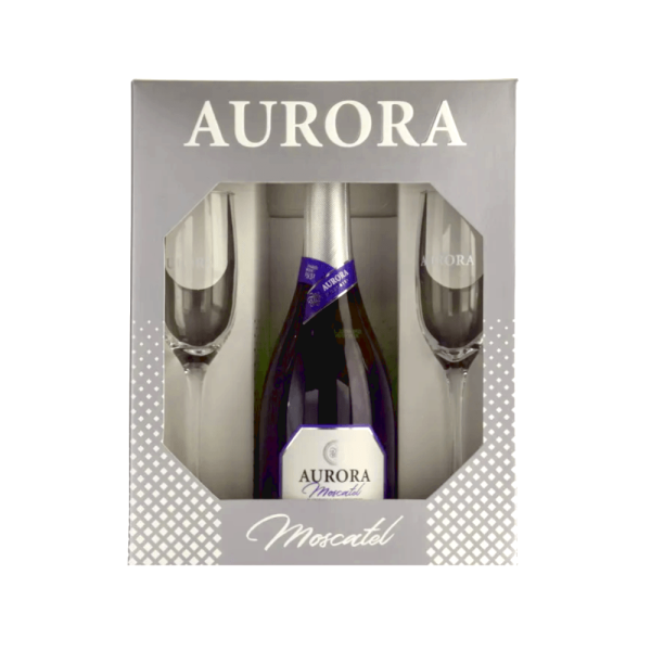 Encontraproduto.com.br - Kit Espumante Moscatel Aurora 750ml + 2 Taças