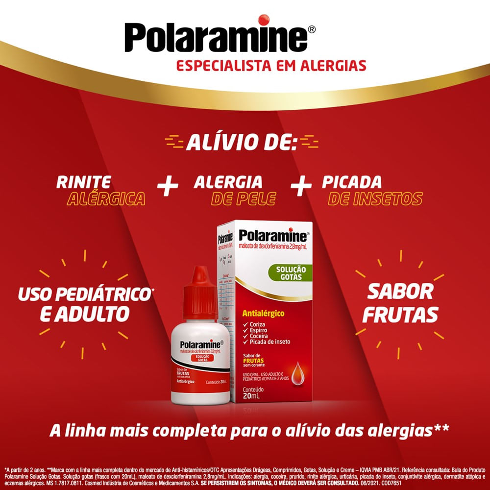 Encontraproduto.com.br - Polaramine 0,4mg/ml Frutas Mantecorp Farmasa Caixa 120ml + Copo Dosador