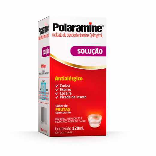 Encontraproduto.com.br - Polaramine 0,4mg/ml Frutas Mantecorp Farmasa Caixa 120ml + Copo Dosador