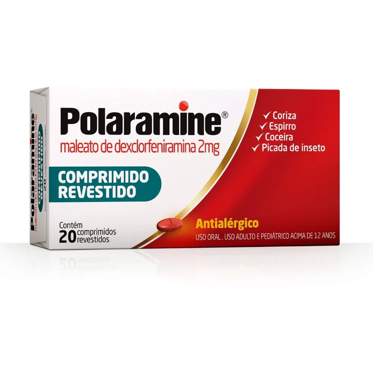 Encontraproduto.com.br - Antialérgico Polaramine 2mg 20 Comprimidos