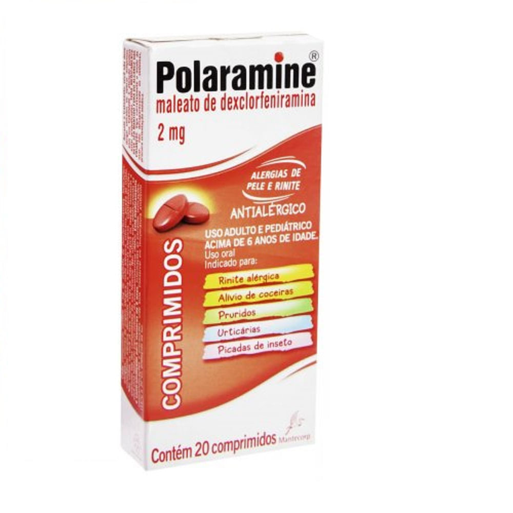 Encontraproduto.com.br - Antialérgico Polaramine 2mg 20 Comprimidos