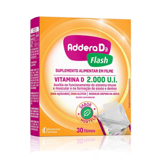 Encontraproduto.com.br - Addera D3 Flash 2.000UI Sabor Hortelã 30 Filmes
