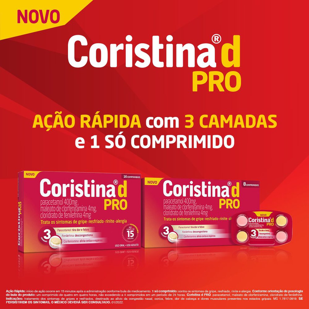 Encontraproduto.com.br - Coristina D Pro Com 4 Comprimidos