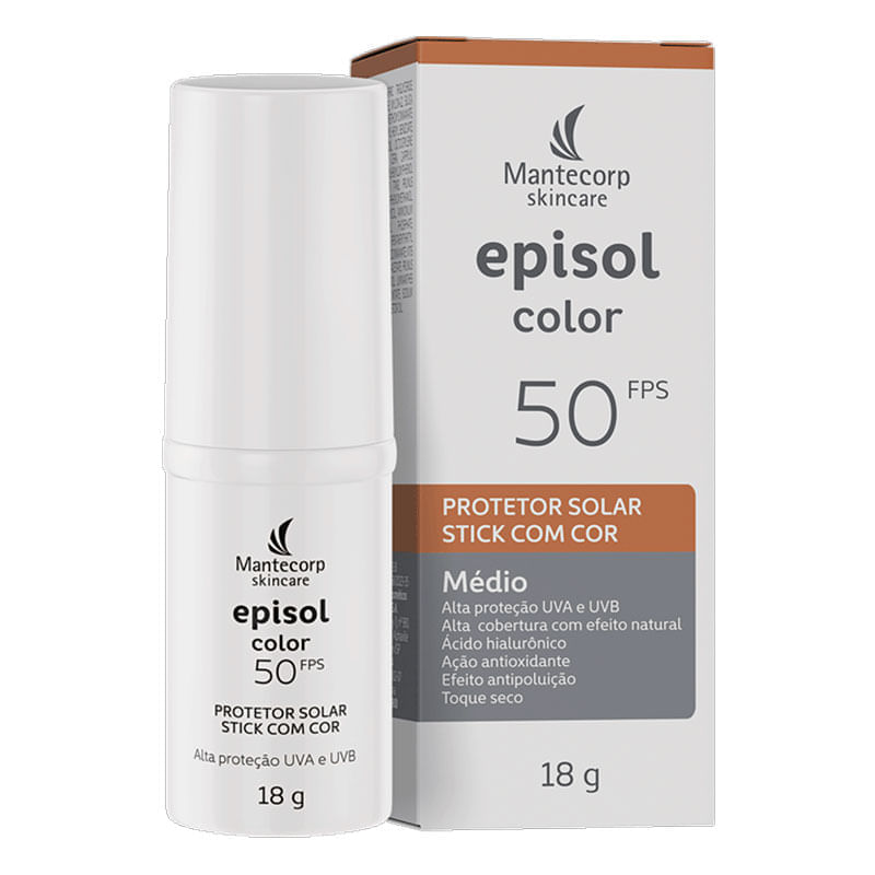 Preços de Protetor Solar Facial Episol Stick FPS 50 Color Médio 18g
