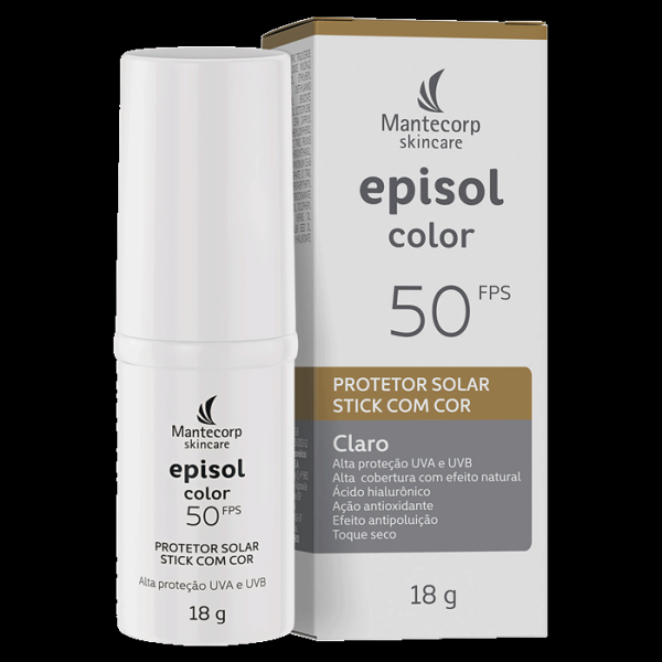 Encontraproduto.com.br - Protetor Solar Facial Episol Color Stick FPS 50 Claro 18g