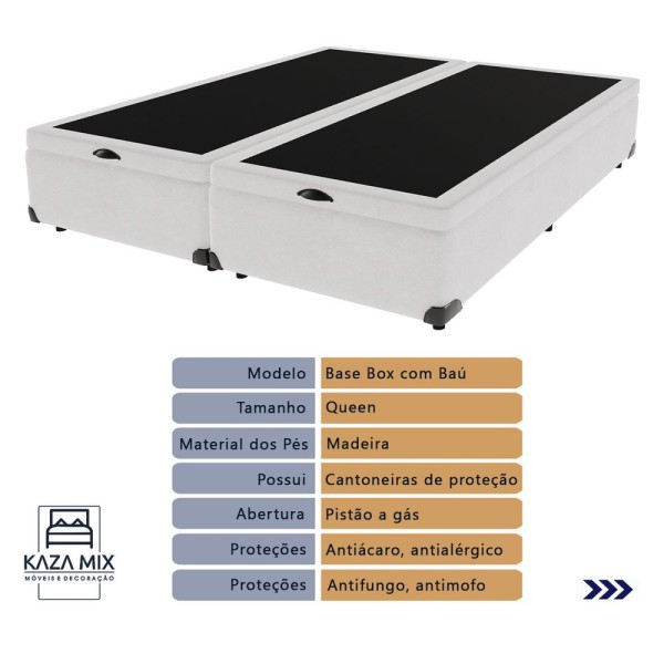 Encontraproduto.com.br - Cama Box Com Baú Branco E Colchão Queen King Best Anjos