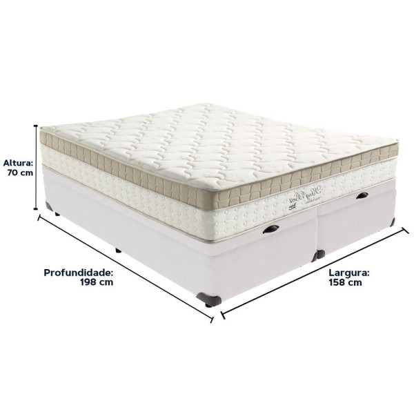 Encontraproduto.com.br - Cama Box Com Baú Branco E Colchão Queen King Best Anjos