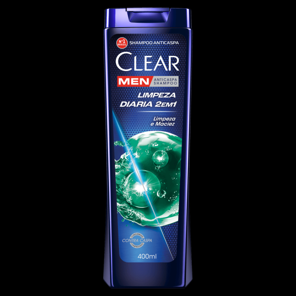 Shampoo Clear Anticaspa Limpeza Diária 2 em 1 Frasco 400ml