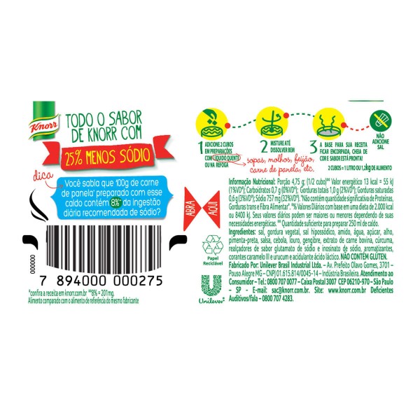 Encontraproduto.com.br - Tempero Pronto para Feijão e Carne Knorr Caldos 57g