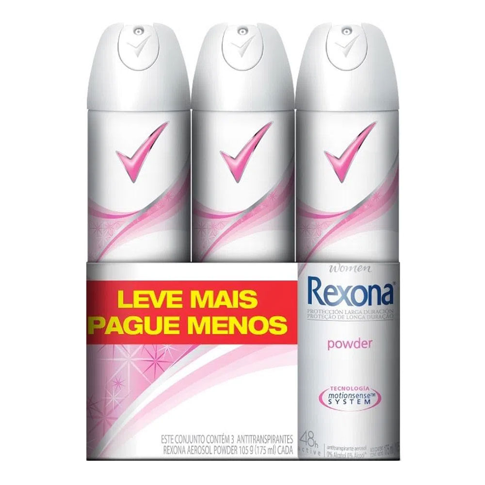 Encontraproduto.com.br - Kit Desodorante Aerosol Powder 3 Unidades 90g Cada