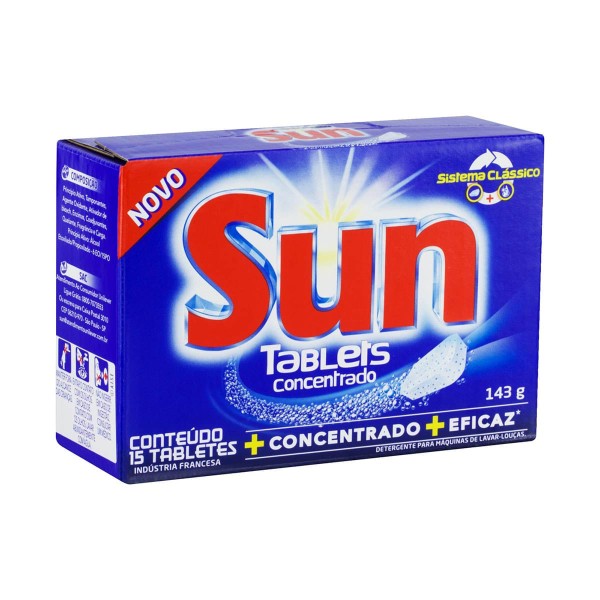 Encontraproduto.com.br - Detergente para Máquina de Lavar Louça em Tablete Sun Concentrado 143g