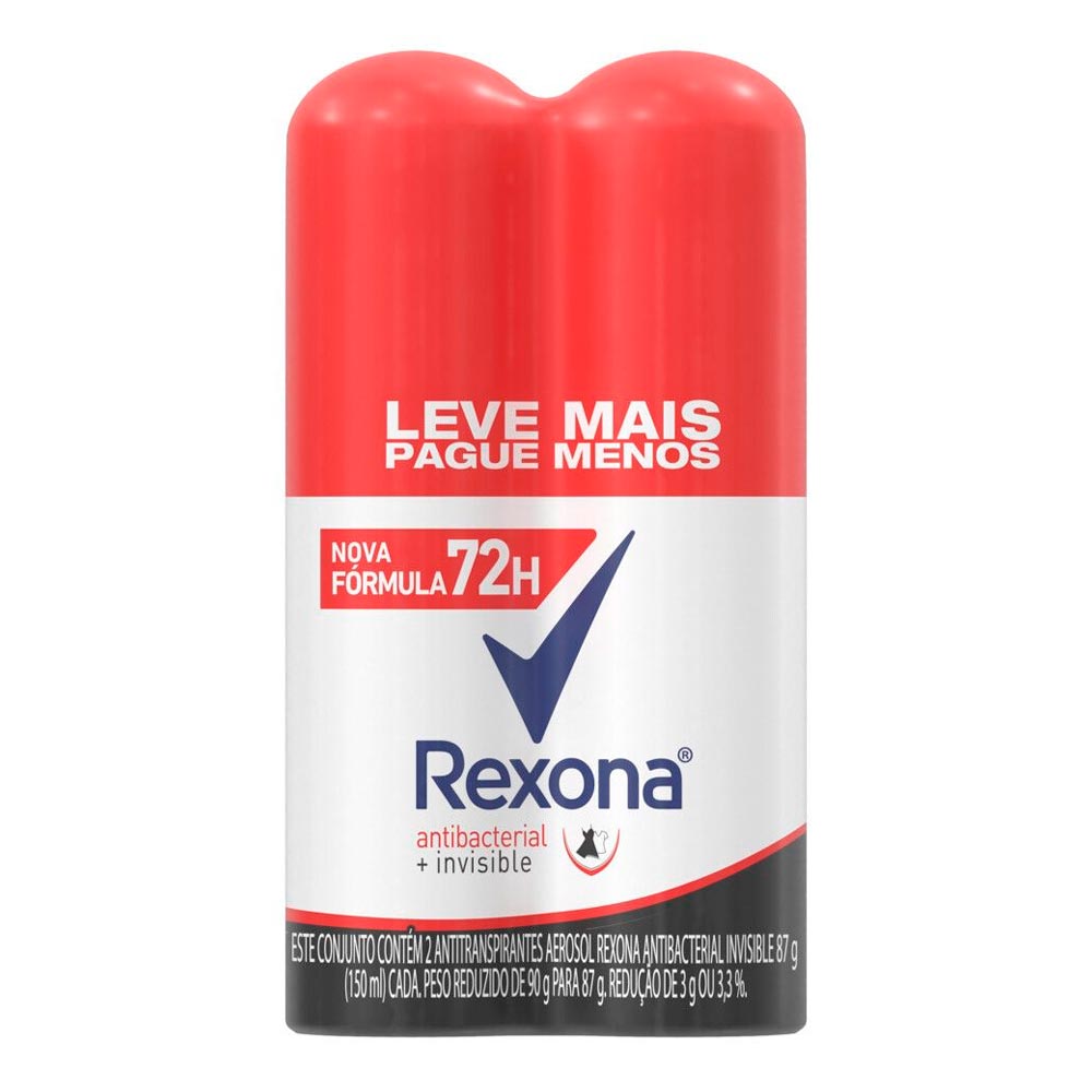 Encontraproduto.com.br - Antitranspirante Aerossol Rexona Antibac e Invisible 72h 150ml c/ 2 Unid Leve Mais Pague Menos